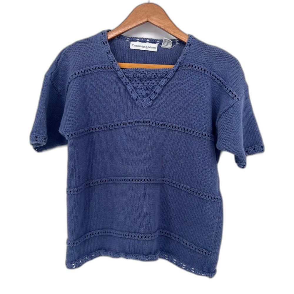 Cambridge & Adams VTG Knit Short Sleeve Casual Cottage Core Sweater Size Small